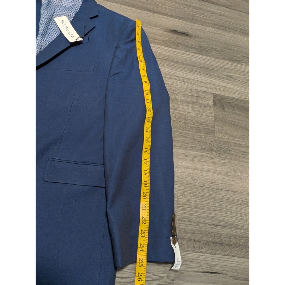 New With Tag Saddlebred Men's Indigo Blue 100% Cotton Blazer Sport Coat Size 44R - Picture 8 of 9